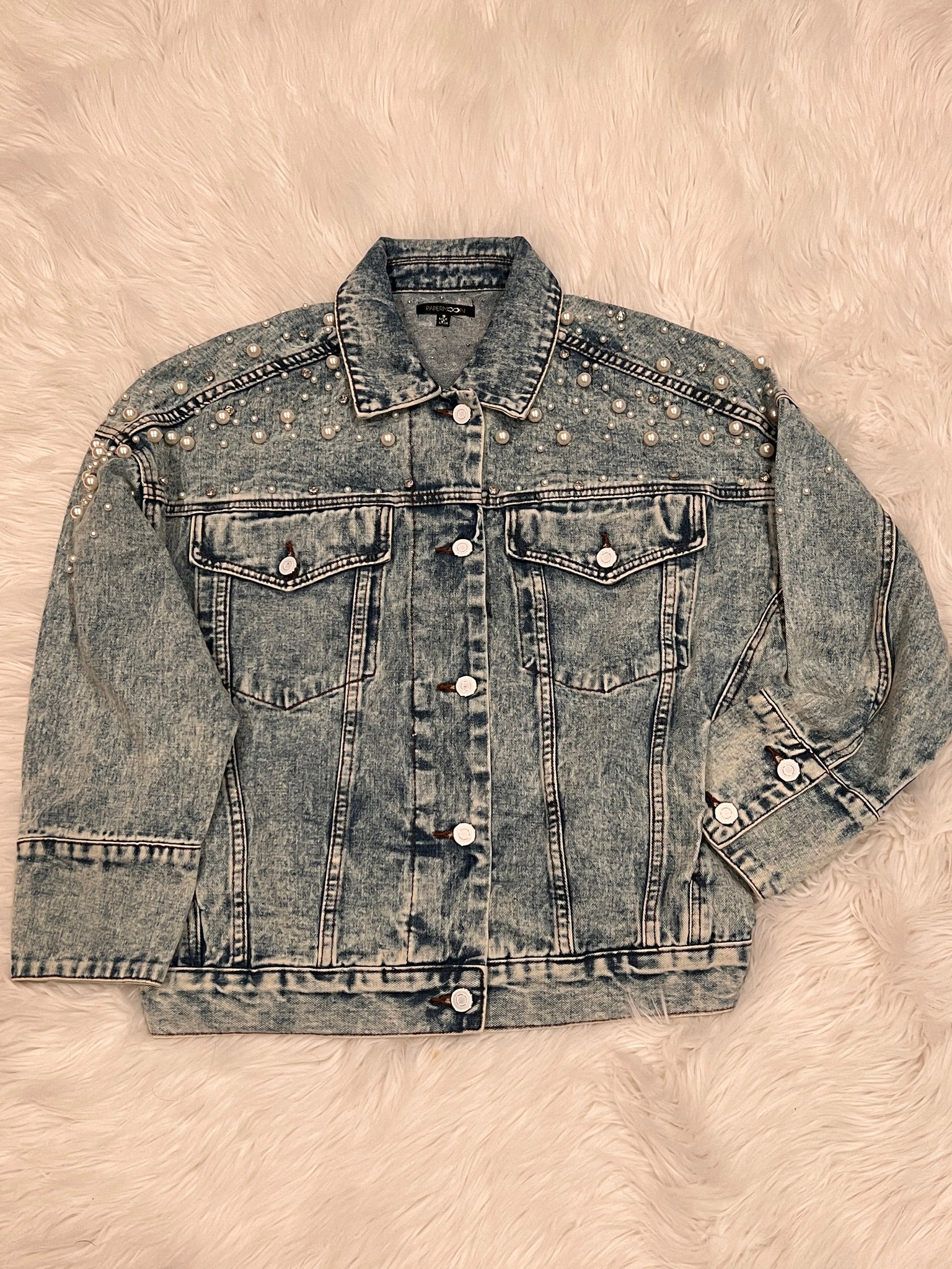 Diamonds & Pearls Cropped Denim Jacket – Funsize Couture LLC